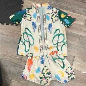 Colorful Graphic Shirt and Shorts Set